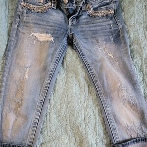 Miss Me Blue Ankle Cropped Jeans Distressed